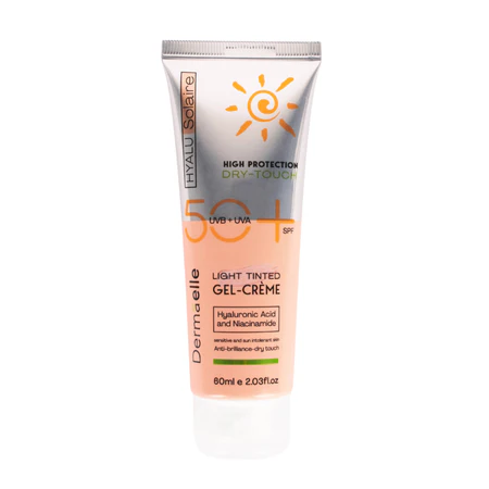 HyaluSolaireLightTintedGelCreme.webp Dermaelle HyaluSolaire Light Tinted GEL-CRÈME SPF 50+60ML - الصورة 1