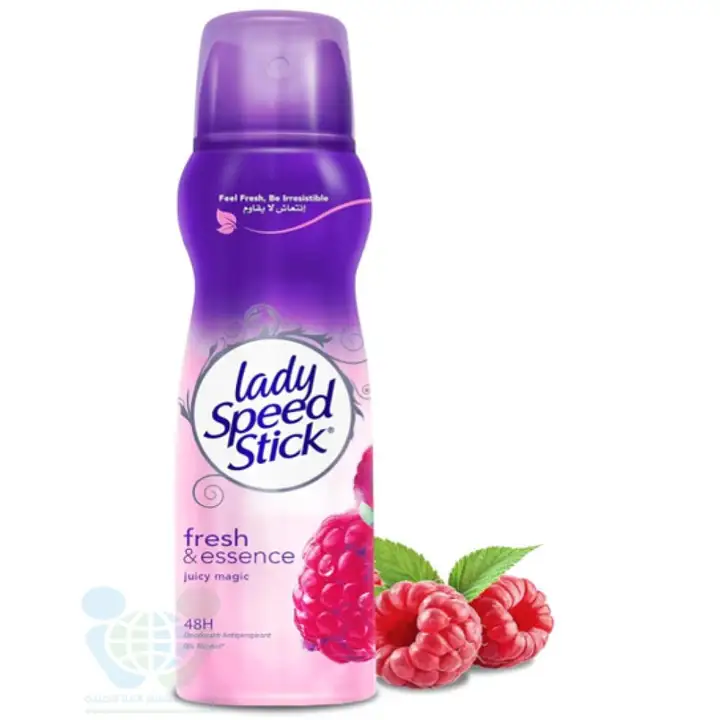 LADY-SPEED-STICK-DEODERENT-SPRAY-FRESH-ESSENCE-JUICY-MAGIC-150ML.webp Lady Speed Stick Deoderent Spray Fresh Essence Juicy Magic 150ml - الصورة 1