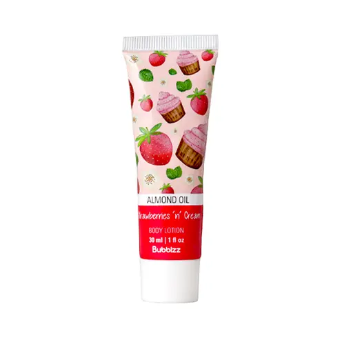 Strawberries-Cream-Travel-Size-Hand-Body-Lotion.webp Bubblzz Strawberries & Cream Travel Size Hand & Body Lotion - الصورة 1