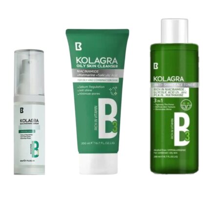Kolagra Routine ( oily skin cleanser+ niacinamide serum+face toner )