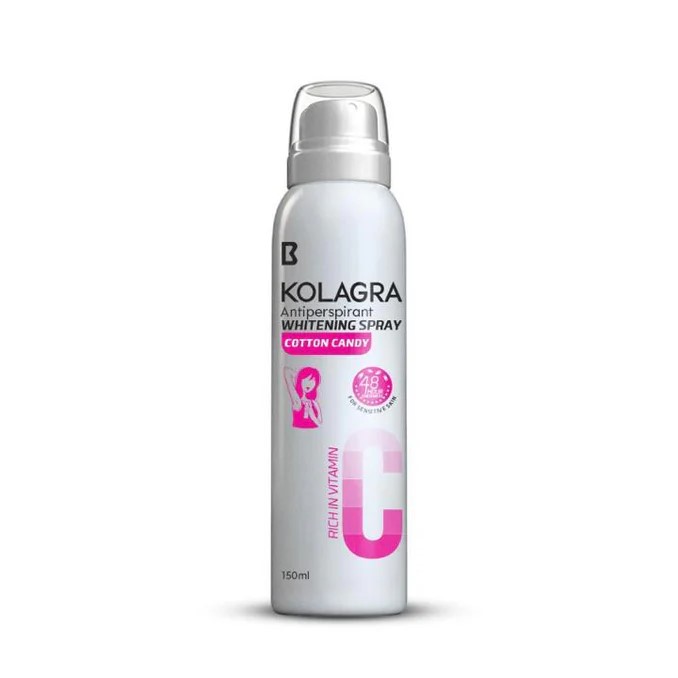 Kolagra Antiperspirant WHITENING SPRAY For Women ( Cotton candy ) 150ml Kolagra Antiperspirant WHITENING SPRAY For Women ( Cotton candy ) 150ml