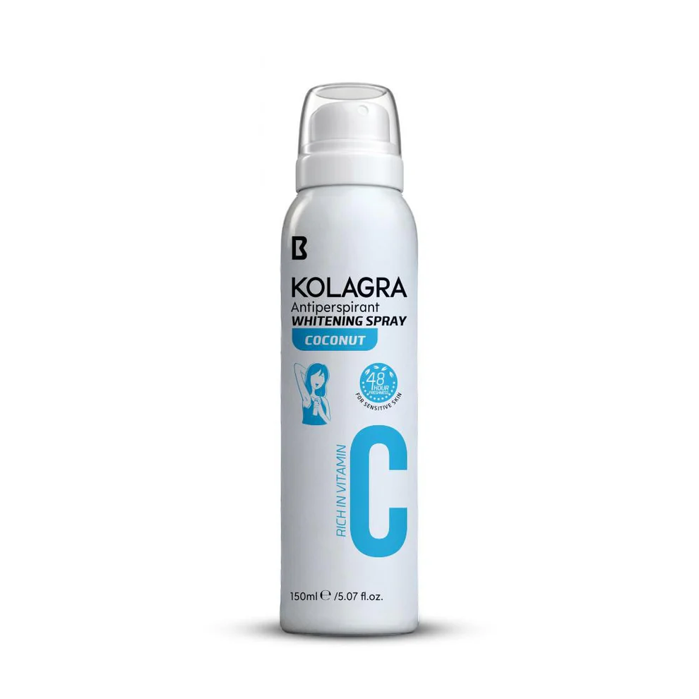 Kolagra Antiperspirant WHITENING SPRAY For Women ( Coconut ) 150ml Kolagra Antiperspirant WHITENING SPRAY For Women ( Coconut ) 150ml