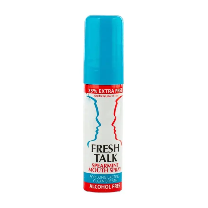 fresh-talk-spermint-mouth-spray.webp Fresh Talk (blue) Mouth Spray – 20 ml - الصورة 1
